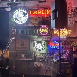 Signs by live music area Signs by live music area