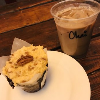 Baked & Wired - German Chocolate Cupcake (the right combination of cake and not too sweet icing) and a cold Chai Latte (a little sweet but good flavor). - Bakeries Near Me - Washington, DC, District of Columbia