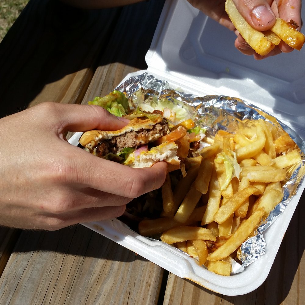 The Man burger. One of the best burgers I've had and those fries are really good. Satisfying and crave worthy meal.