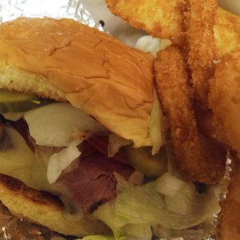 Burger SL - Pastrami burger and onion rings - Burgers Near Me Burger SL - Pastrami burger and onion rings - Burgers Near Me
