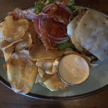 Gatehouse Tavern - Double smashed burger with bacon and  chips - American Near Me - Wake Forest, North Carolina