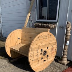 CJs Barn Loft - An outdoor seat cleverly crafted from an industrial spool