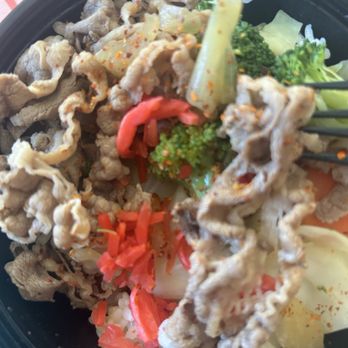 Yoshinoya - The Original Gyudon Beef with Veggie -- topped with ginger. - Japanese Near Me - Orange, California Yoshinoya - The Original Gyudon Beef with Veggie -- topped with ginger. - Japanese Near Me - Orange, California