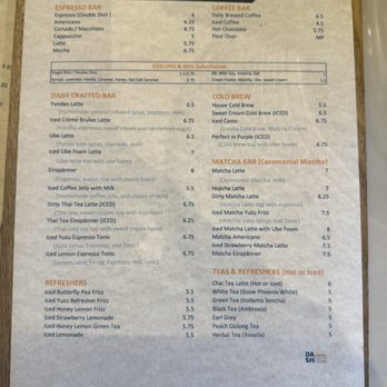 Dash Coffee Bar - menu 12/2024 - Coffee & Tea Near Me - Pasadena, California