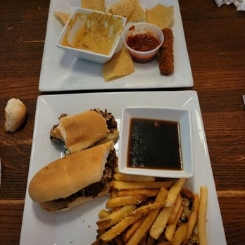 C Level - French dip with garlic parm fries and the crab queso dip. - Bars Near Me - Panama City Beach, Florida C Level - French dip with garlic parm fries and the crab queso dip. - Bars Near Me - Panama City Beach, Florida