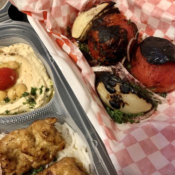 Mosaeic - Grilled Tomato and onions, hummus, Chicken Kabob Combo - Mediterranean Near Me - Sacramento, California Mosaeic - Grilled Tomato and onions, hummus, Chicken Kabob Combo - Mediterranean Near Me - Sacramento, California