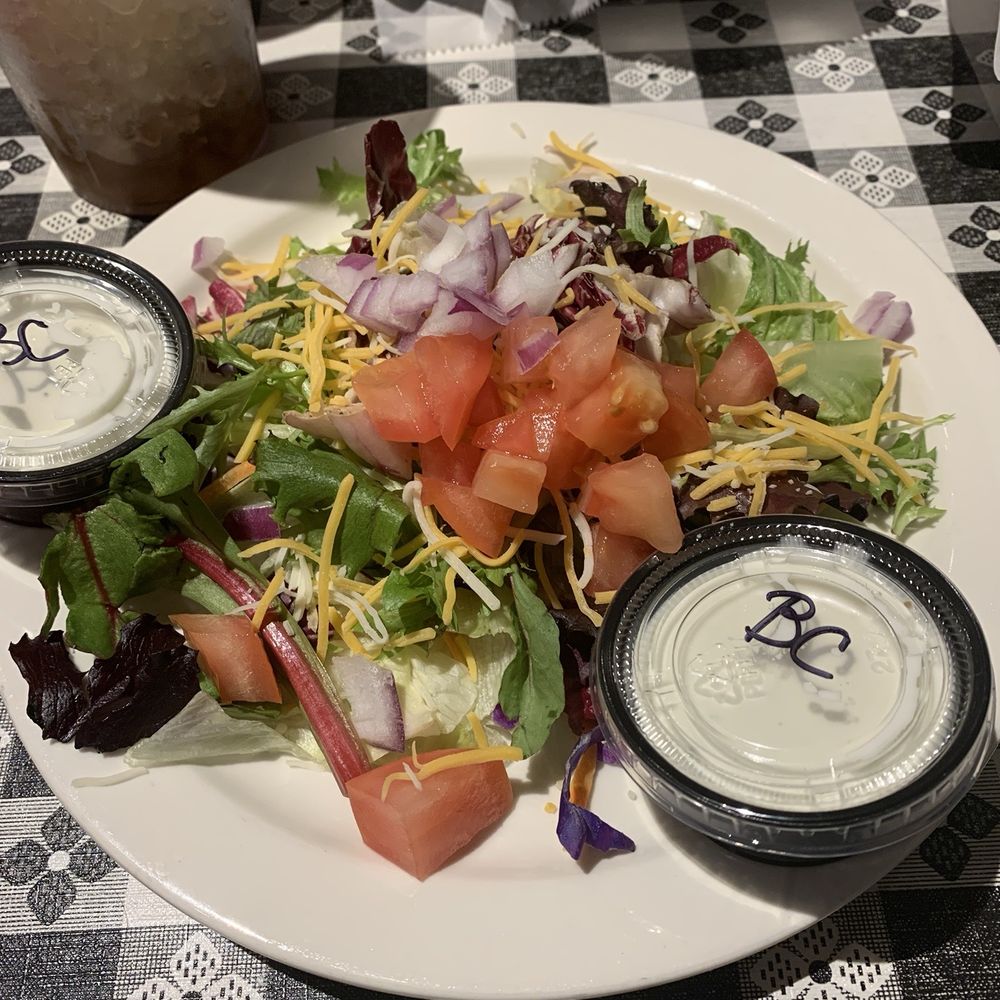 Magnolia Smokehouse Grill - House salad with blue cheese dressing - Barbeque Near Me - Grenada, Mississippi Magnolia Smokehouse Grill - House salad with blue cheese dressing - Barbeque Near Me - Grenada, Mississippi
