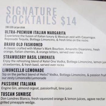 Bravo! Italian Kitchen - Adult drinks menu - Italian Near Me - Livonia, Michigan