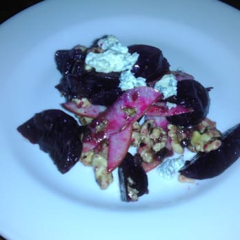 Potager - Beet salad with apples, walnuts, potent blue cheese dressed with a currant vinaigrette. - New American Near Me - Denver, Colorado Potager - Beet salad with apples, walnuts, potent blue cheese dressed with a currant vinaigrette. - New American Near Me - Denver, Colorado