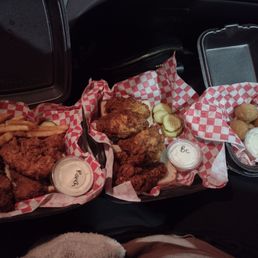 Tenders w/ fries & hutchpuppies. Level 3, 6 piece wangzz w/ fried myshroom Tenders w/ fries & hutchpuppies. Level 3, 6 piece wangzz w/ fried myshroom