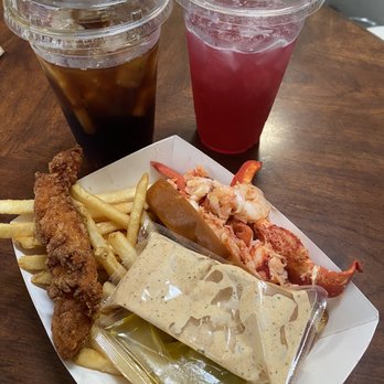 Angie’s Lobster - Lobster roll and one lobster tender. Tea. And their energy drink!! - Sandwiches Near Me - Phoenix, Arizona Angie’s Lobster - Lobster roll and one lobster tender. Tea. And their energy drink!! - Sandwiches Near Me - Phoenix, Arizona