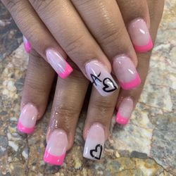 Happy Nails & Spa - Okay so basically i wanted A initial and pink french tip a this is how it turned out.