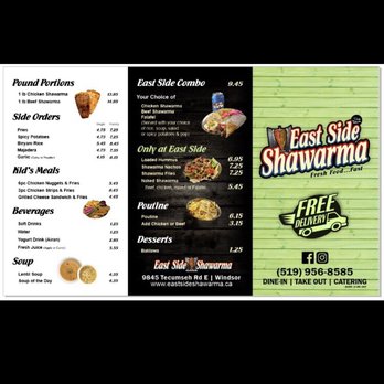 East Side Shawarma - menu and prices - Mediterranean Near Me - Windsor, Ontario East Side Shawarma - menu and prices - Mediterranean Near Me - Windsor, Ontario