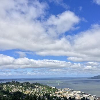 Astoria Column - View of the Astoria-Megler Bridge where the Columbia River meets the Pacific Ocean - Astoria Column - Landmarks & Historical Buildings Near Me - Astoria, Oregon