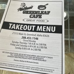 Nathan's Greenleaf Cafe - Menu
