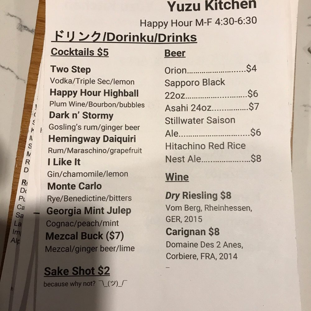 Yuzu Kitchen - Happy hour menu! - Ramen Near Me - Pittsburgh, Pennsylvania Yuzu Kitchen - Happy hour menu! - Ramen Near Me - Pittsburgh, Pennsylvania
