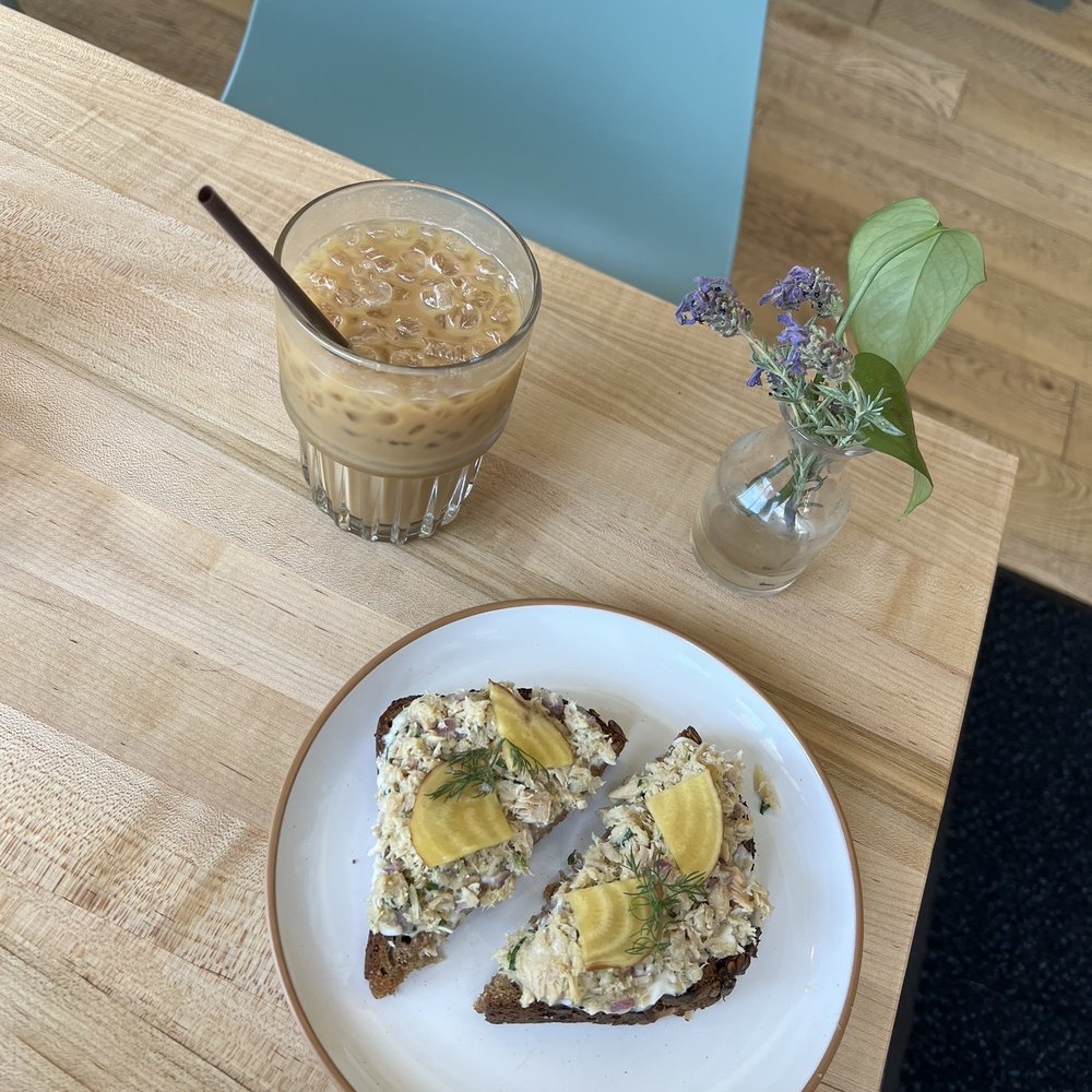 Bake Shop - seasonal lavender latte and tuna salad toast - Cafes Near Me - Seattle, Washington Bake Shop - seasonal lavender latte and tuna salad toast - Cafes Near Me - Seattle, Washington