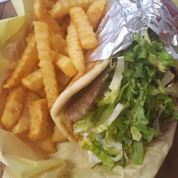 Wally's Cafe - Beef and Lamb Gyro with side of crispy fries - Mediterranean Near Me - Rocklin, California Wally's Cafe - Beef and Lamb Gyro with side of crispy fries - Mediterranean Near Me - Rocklin, California