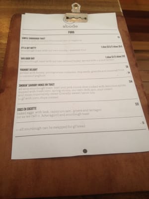 Menu photo 3 Abode Cafe Taringa, QLD