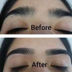Eyebrow Threading + Lashes - Before and After Threading
