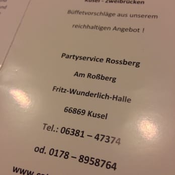 Partyservice Rossberg - Flyer - Caterers Near Me - Kusel, RP