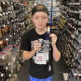 My oldest all fired up with his new rod and reel.