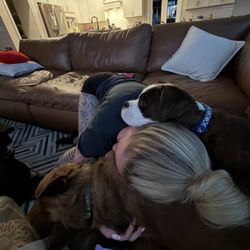 Healthy Pets of Hayden Run - Beef and Jeff in a cuddle sesh with me