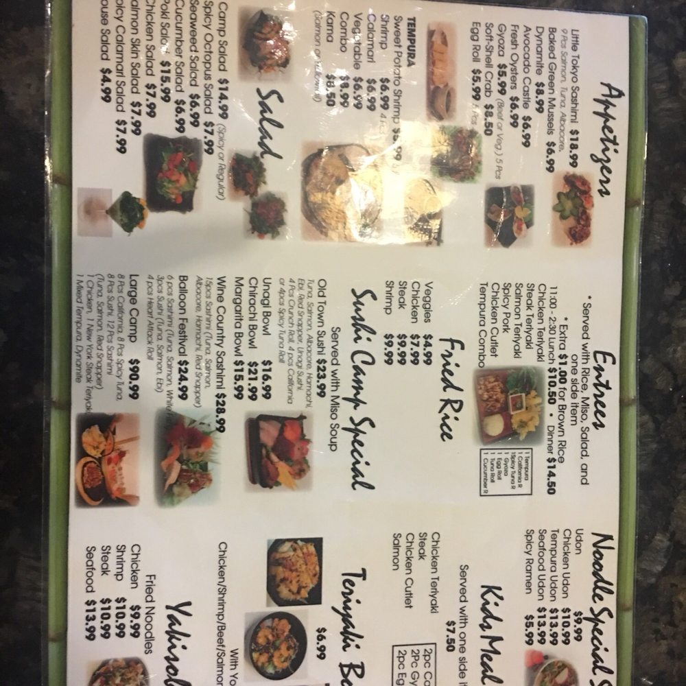 Sushi Camp - Menus - Sushi Bars Near Me - Temecula, California