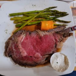 Chippewa Room - Prime Rib (med-rare) and mashed potatoes (not shown) came with asparagus