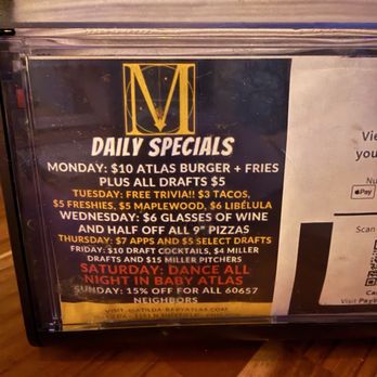 Matilda - Specials - New American Near Me - Chicago, Illinois