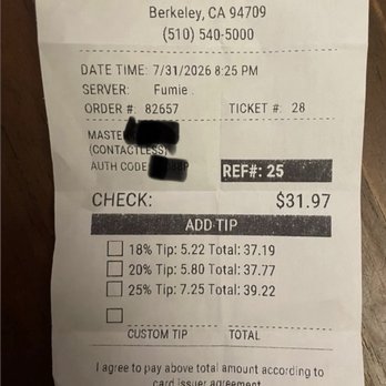 Kamado Sushi - Receipt - Japanese Near Me - Berkeley, California Kamado Sushi - Receipt - Japanese Near Me - Berkeley, California
