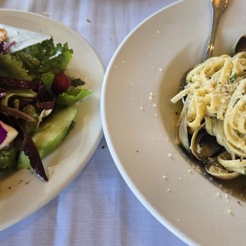 Mezza Luna Restaurant - Mista salad w salmon add.on, linguine vongolle... yummmm - Italian Near Me - Half Moon Bay, California Mezza Luna Restaurant - Mista salad w salmon add.on, linguine vongolle... yummmm - Italian Near Me - Half Moon Bay, California