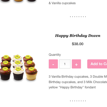 Georgetown Cupcake - I requested vanilla and milk chocolate birthday cupcakes. These are pictured on the site, but I did not receive the birthday fondant disc. - Cupcakes Near Me - Washington, DC, District of Columbia Georgetown Cupcake - I requested vanilla and milk chocolate birthday cupcakes. These are pictured on the site, but I did not receive the birthday fondant disc. - Cupcakes Near Me - Washington, DC, District of Columbia