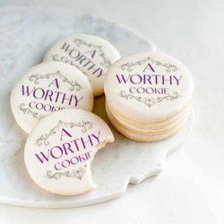A Worthy Cookie - Premium quality, custom sugar cookies printed with a company logo.
