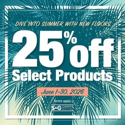S&G Carpet and More - Rocklin - Dive Into Summer Savings with S&G - 25% Off Select Floors