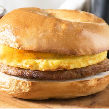 The Human Bean - a breakfast sandwich with eggs and sausage - Coffee & Tea Near Me - Dawsonville, Georgia