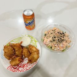 Honolulu Hawaiian BBQ & Poke Bar - Coconut shrimp and build your own poke bowl. #girldinner