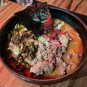 Ramen Tatsu-Ya - Mi So Hot (+ brussels sprouts and nori / - egg and scallions - Ramen Near Me - Austin, Texas Ramen Tatsu-Ya - Mi So Hot (+ brussels sprouts and nori / - egg and scallions - Ramen Near Me - Austin, Texas