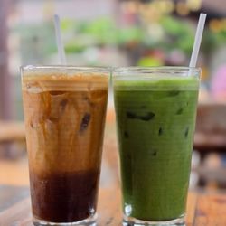 Garden Coffee - Congress Street Shaken Espresso and Matcha latte.