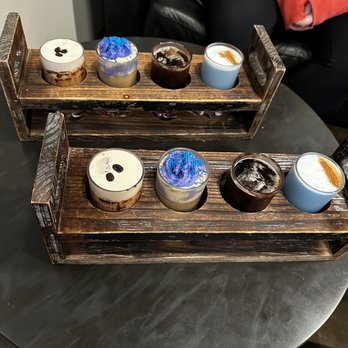 Founders Coffee - Coffee flight (tiramisu, lavender latte, scotch cold brew, blue pea flower tea) - Coffee & Tea Near Me - Las Vegas, Nevada