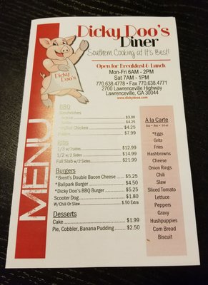 Menu photo 1 Dicky Doos Diner Lawrenceville, GA