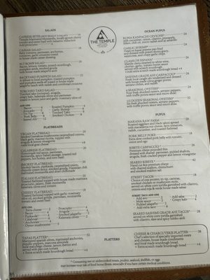 Menu photo 2 The Temple Kitchen + Bar Hilo, HI Menu photo 2 The Temple Kitchen + Bar Hilo, HI