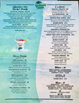 Menu photo 1 Cabana Club Key Colony Beach, FL