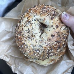 Everything Bagel with Veggie Omelette & Meat