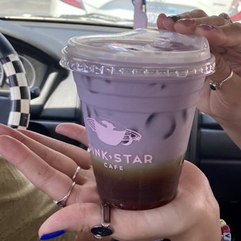 Pink Star Cafe - Praline latte with antioxidant milk - Coffee & Tea Near Me - Arlington , Virginia