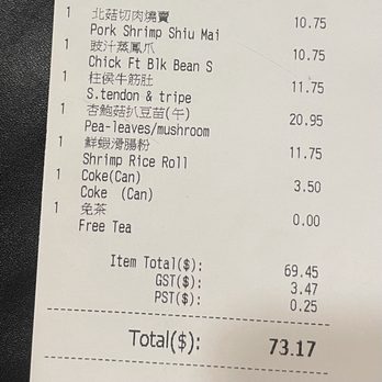 Sun Sui Wah Seafood Restaurant - Bill - Seafood Near Me - Richmond, British Columbia
