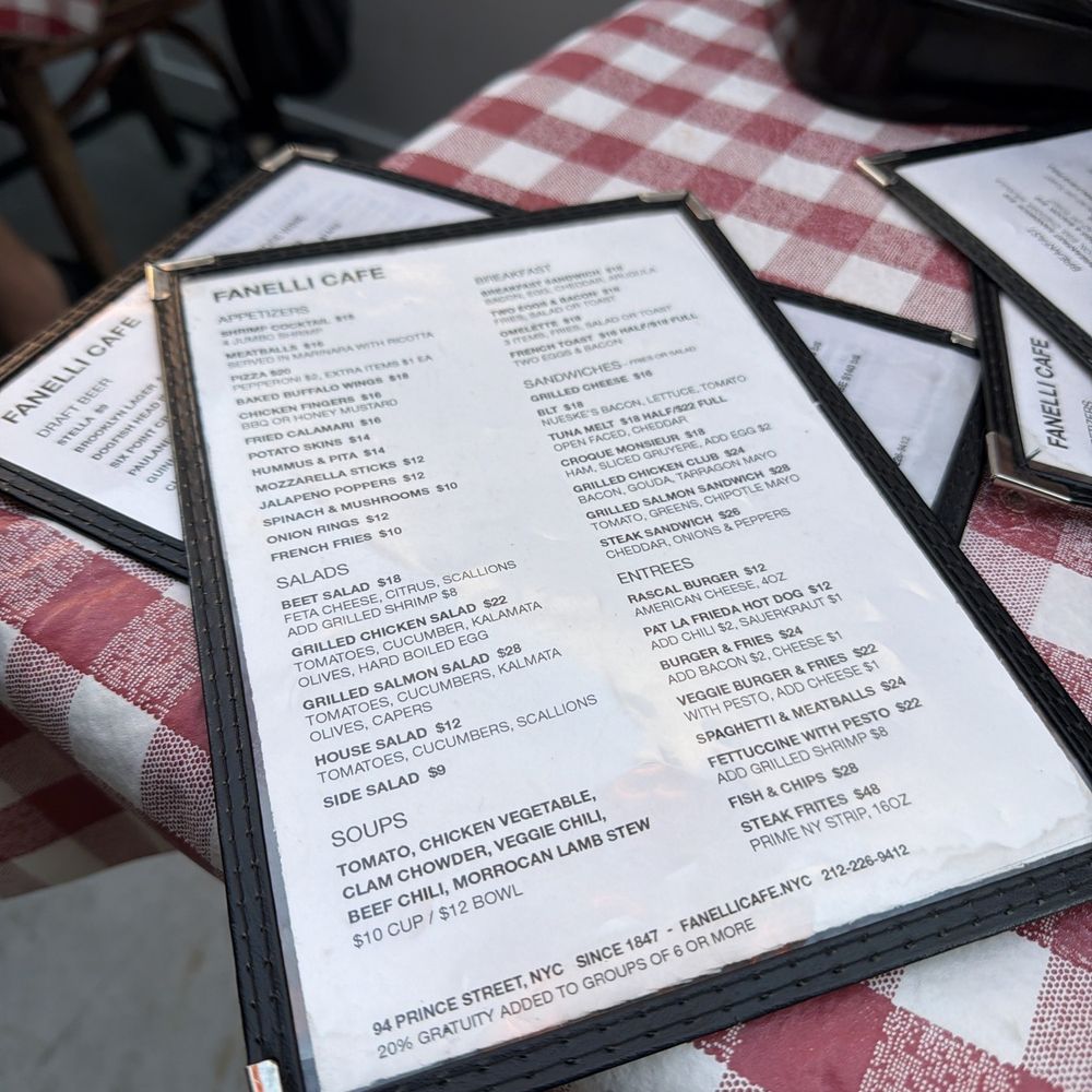Fanelli's Cafe - Menu - American Near Me - New York, New York