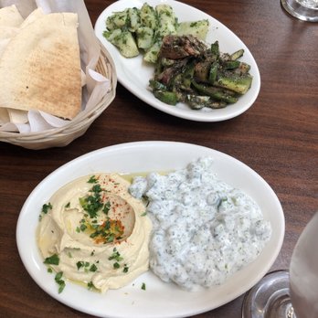 Taboon Mediterranean - Hummus, cucumber salad, Mediterranean salad and potato salad - Mediterranean Near Me - Long Beach, California