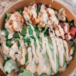 Half Rice + Half Salad Poke Bowl with Spicy Tuna and avocado Half Rice + Half Salad Poke Bowl with Spicy Tuna and avocado