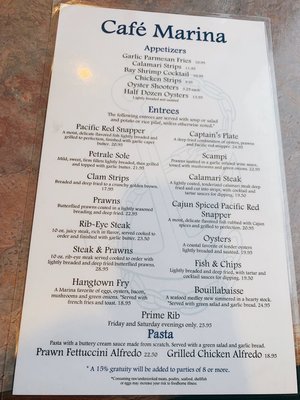 Menu photo 6 Cafe Marina And Woodley's Bar Eureka, CA